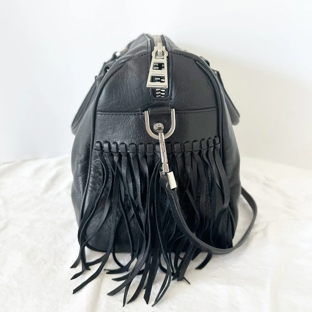 Zadig & Voltaire Black Leather Satchel with Silver Hardware
